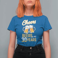 30th Birthday Party Gift T Shirt For Women Cheers Beers To My 30 Years