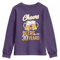 30th Birthday Party Gift Youth Sweatshirt Cheers Beers To My 30 Years