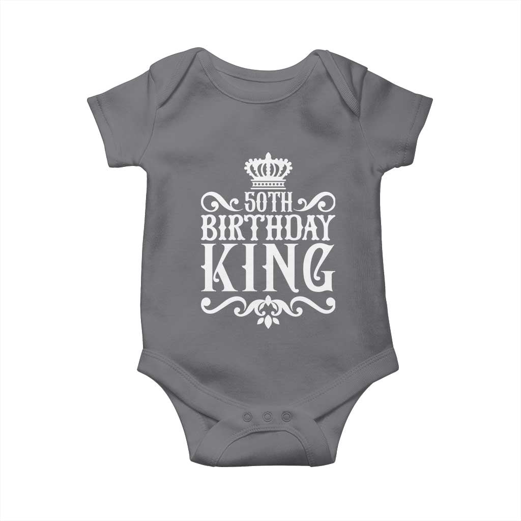 50th Birthday King Royal Crown Graphic For Men Baby Onesie