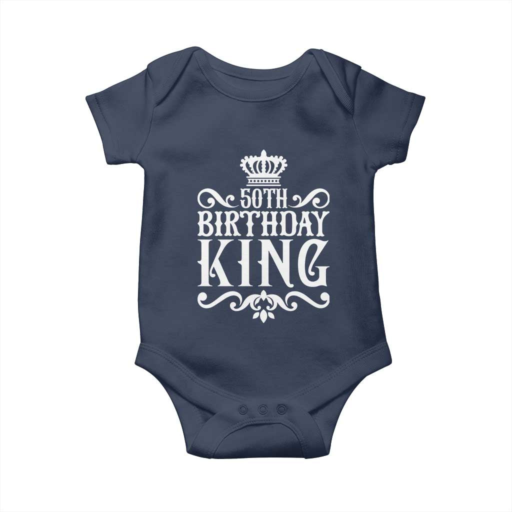 50th Birthday King Royal Crown Graphic For Men Baby Onesie