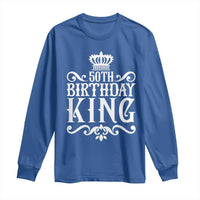 50th Birthday King Royal Crown Graphic For Men Long Sleeve Shirt