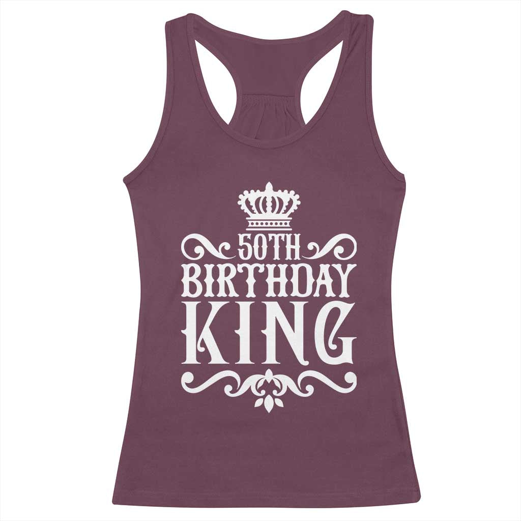50th Birthday King Royal Crown Graphic For Men Racerback Tank Top