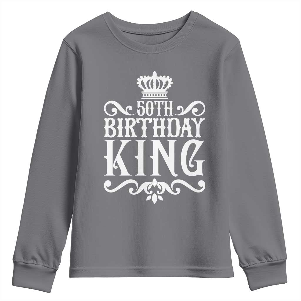 50th Birthday King Royal Crown Graphic For Men Youth Sweatshirt