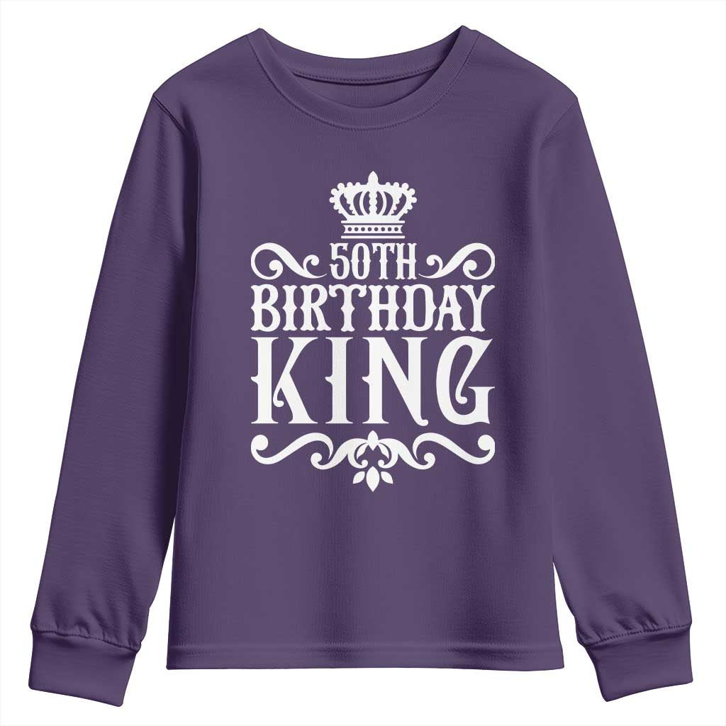 50th Birthday King Royal Crown Graphic For Men Youth Sweatshirt