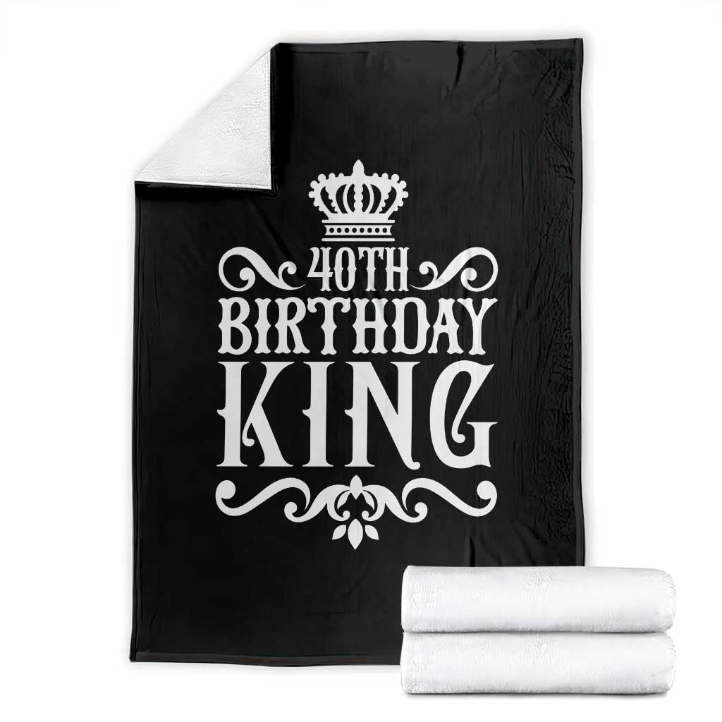 40th Birthday King Royal Crown Graphic For Men Throw Blanket