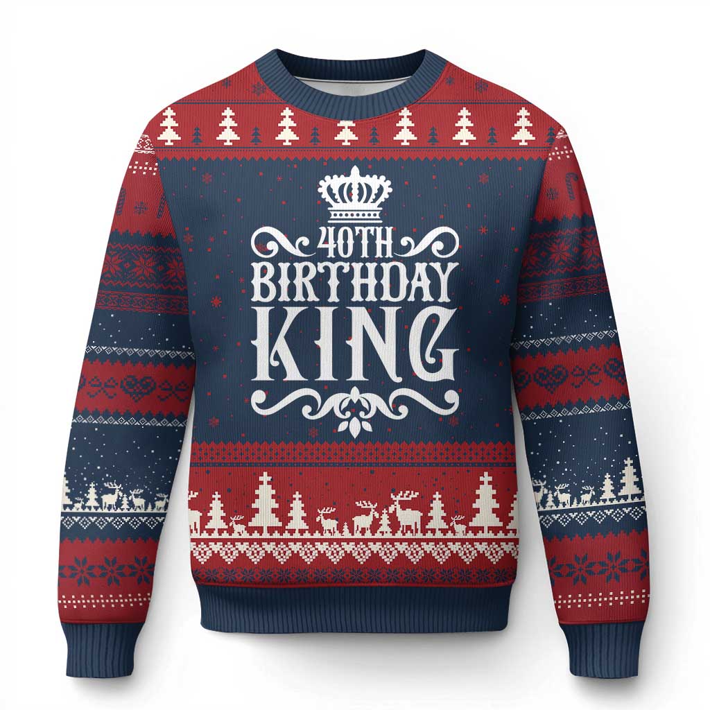 40th Birthday King Royal Crown Graphic For Men Ugly Christmas Sweater