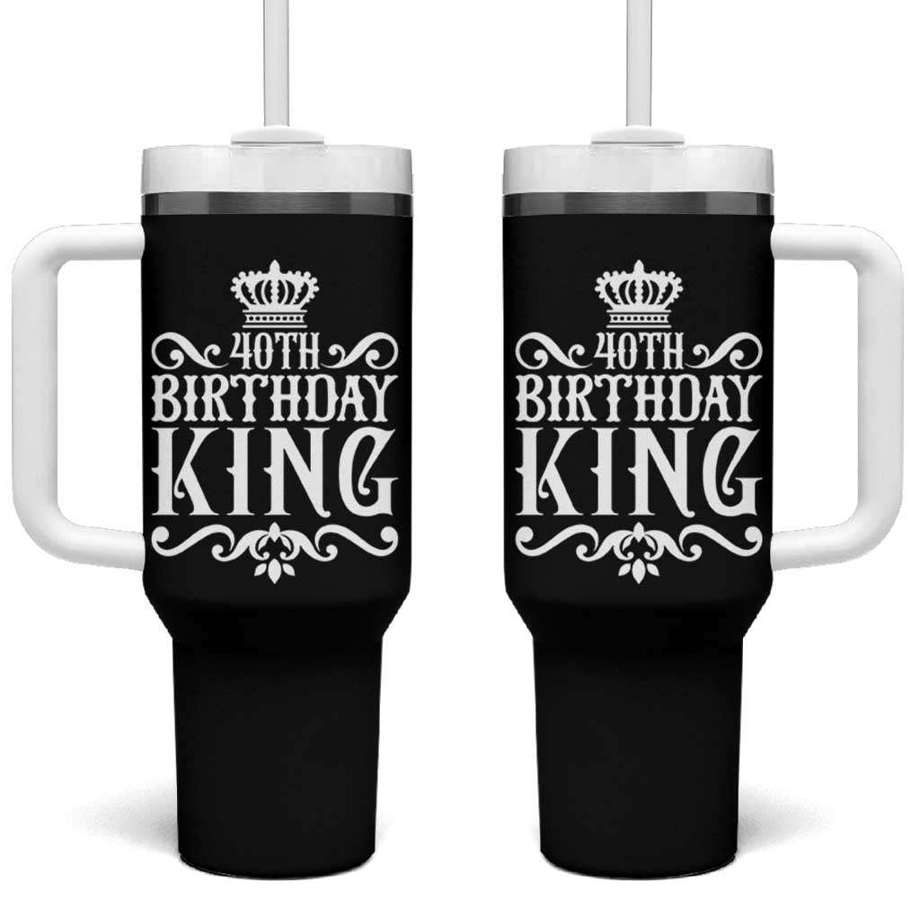 40th Birthday King Royal Crown Graphic For Men Tumbler With Handle