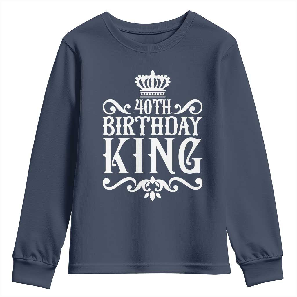 40th Birthday King Royal Crown Graphic For Men Youth Sweatshirt
