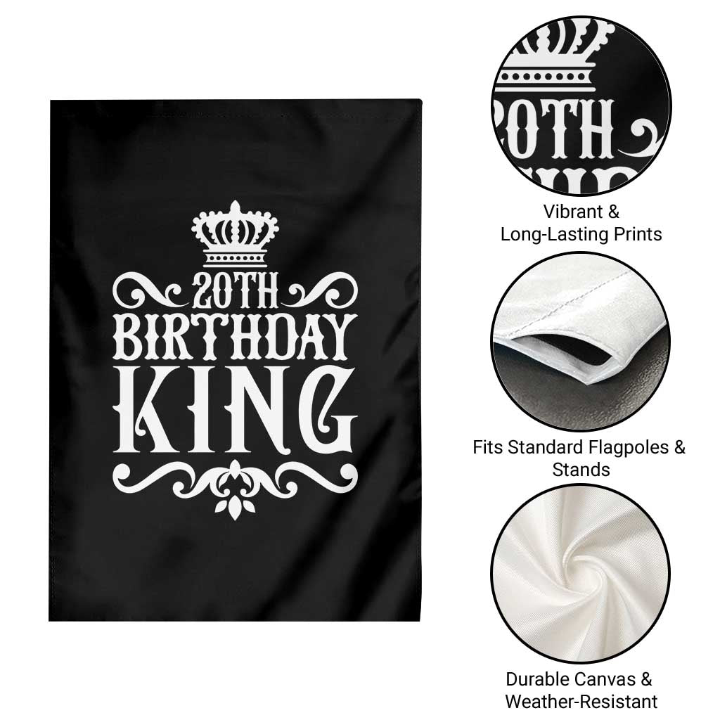 20th Birthday King Crown Gift For Men Garden Flag