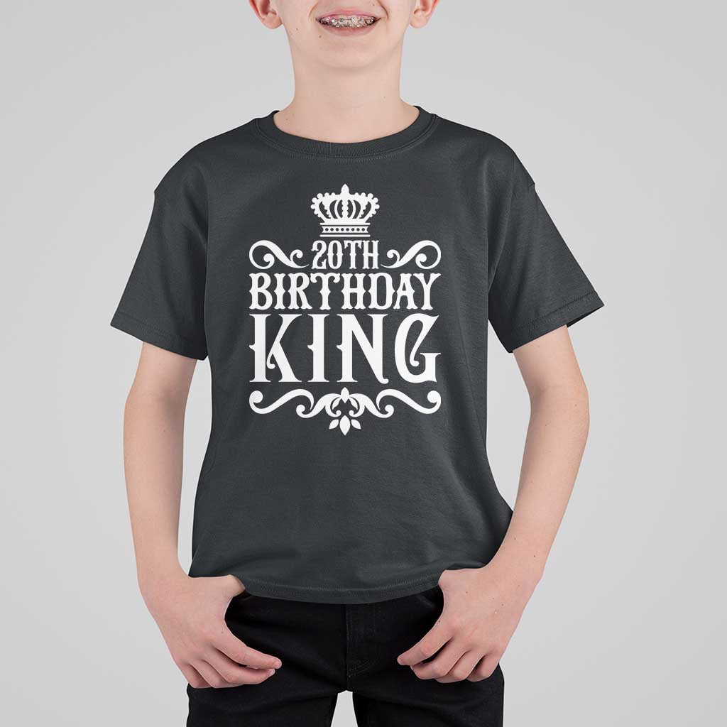 20th Birthday King Crown Gift For Men T Shirt For Kid