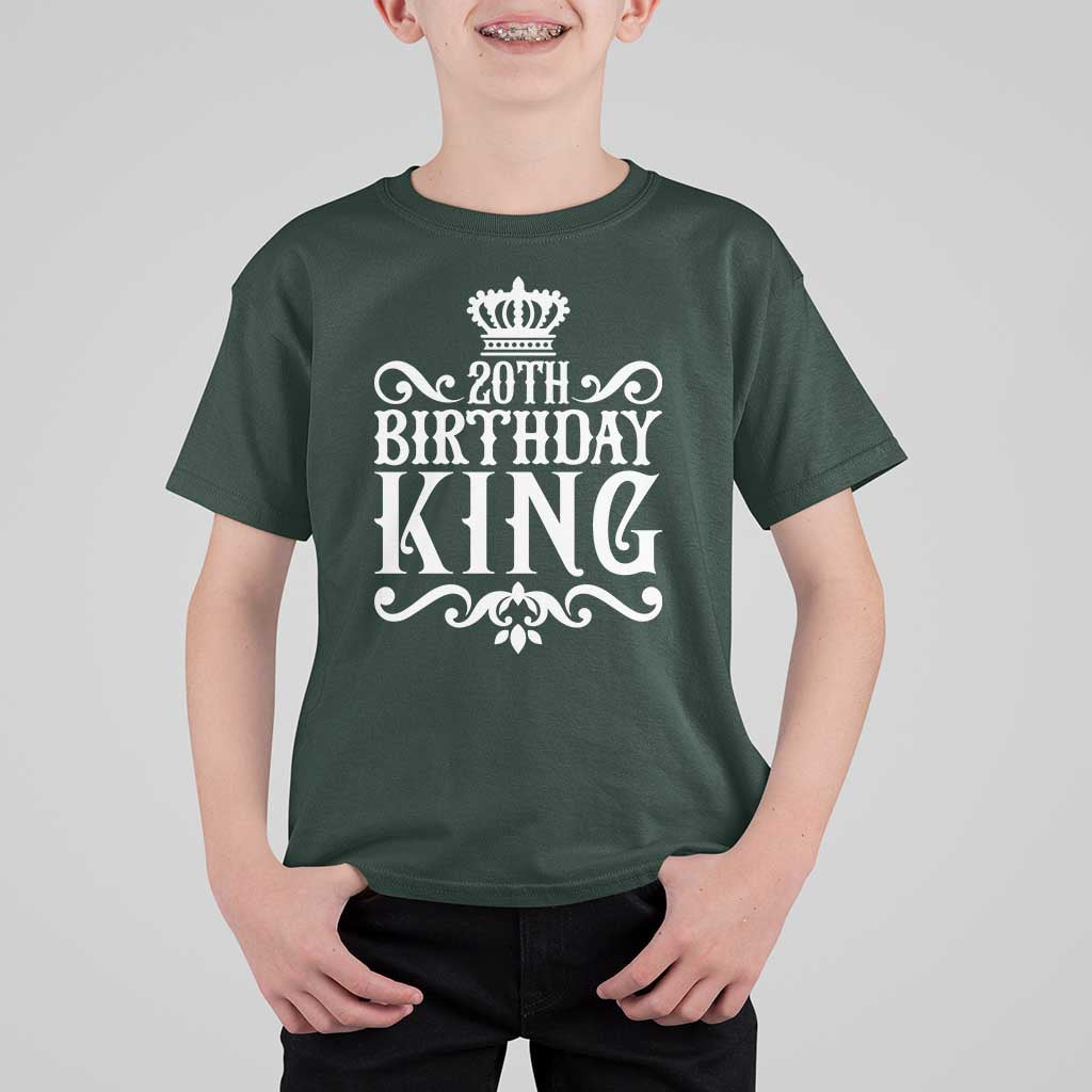 20th Birthday King Crown Gift For Men T Shirt For Kid