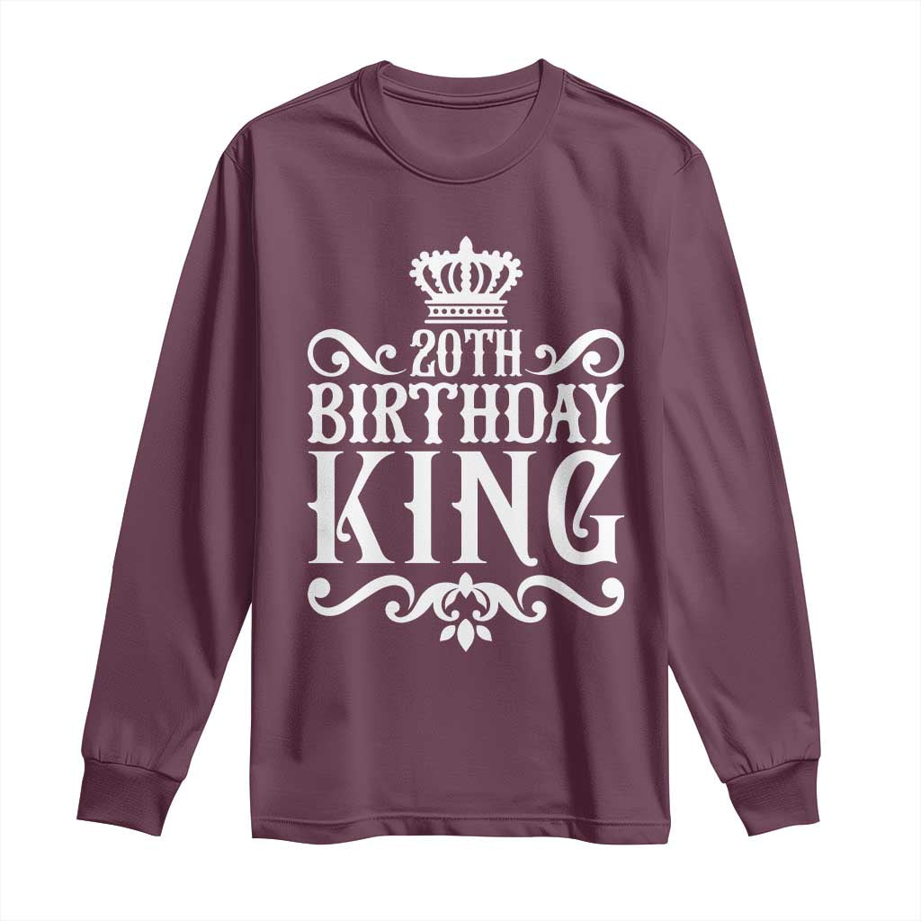 20th Birthday King Crown Gift For Men Long Sleeve Shirt