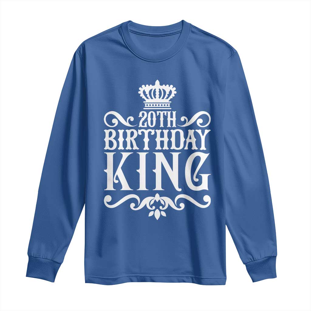 20th Birthday King Crown Gift For Men Long Sleeve Shirt