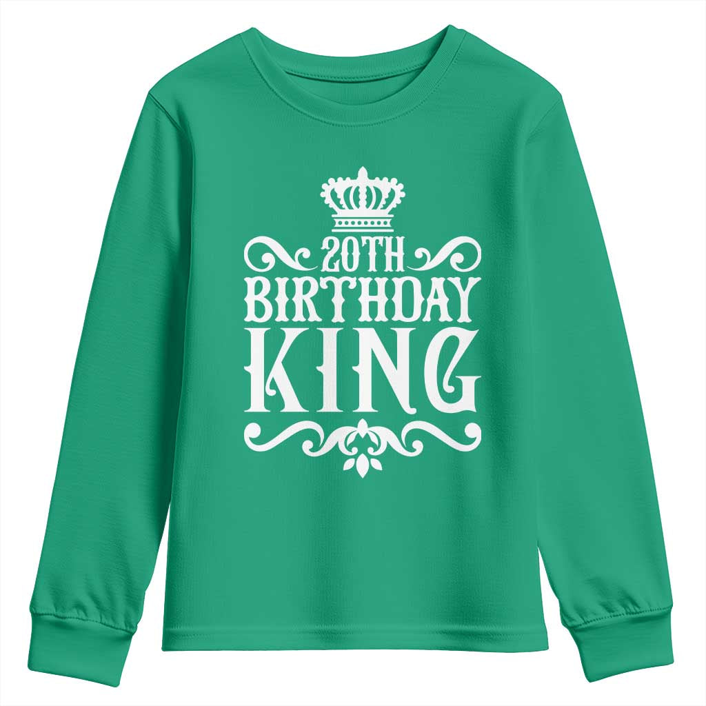 20th Birthday King Crown Gift For Men Youth Sweatshirt