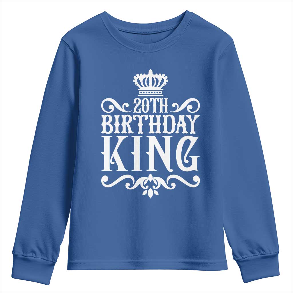 20th Birthday King Crown Gift For Men Youth Sweatshirt