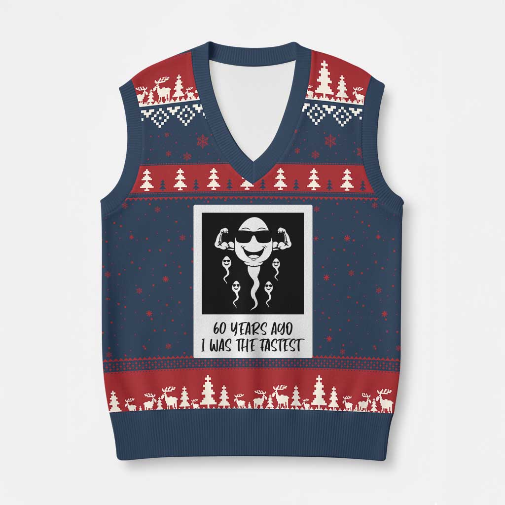 60 Years Ago I Was The Fastest V-Neck Knit Sweater Vest Funny 60th Birthday Celebration