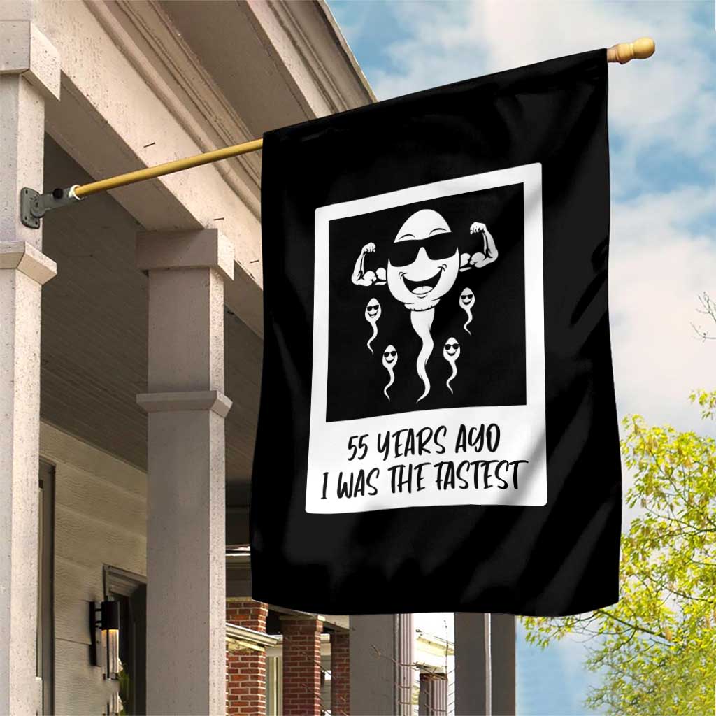 55 Years Ago I Was The Fastest Garden Flag Funny 55th Birthday Milestone Graphic
