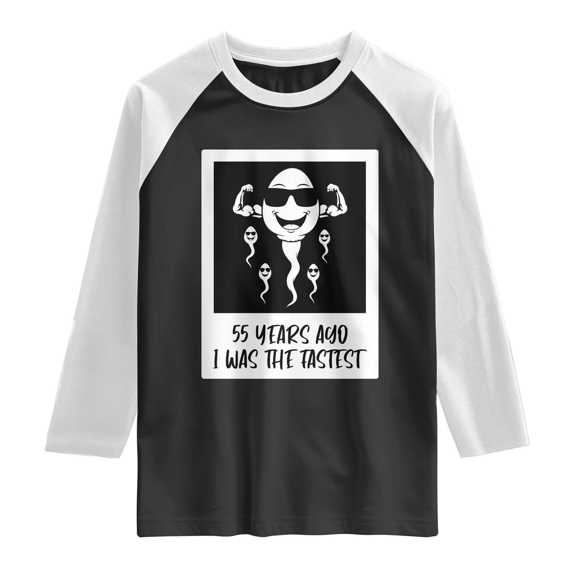 55 Years Ago I Was The Fastest Raglan Shirt Funny 55th Birthday Milestone Graphic