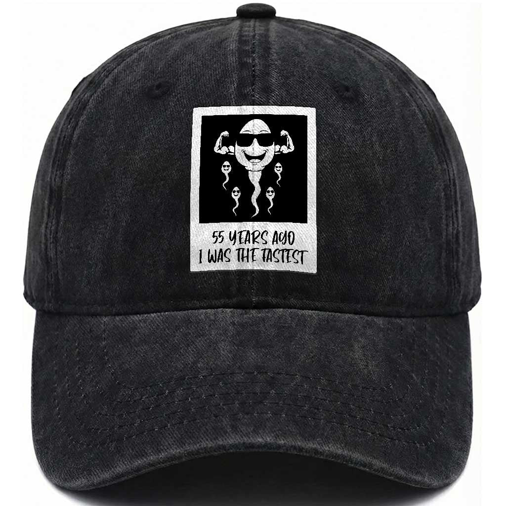 55 Years Ago I Was The Fastest Washed Cotton Baseball Cap Funny 55th Birthday Milestone Graphic