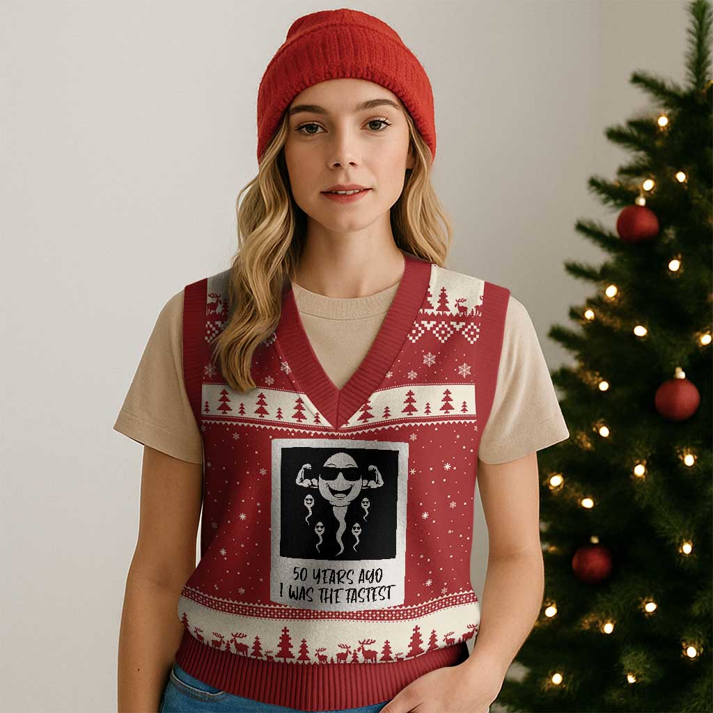 50 Years Ago I Was The Fastest V-Neck Knit Sweater Vest Funny 50th Birthday Gift
