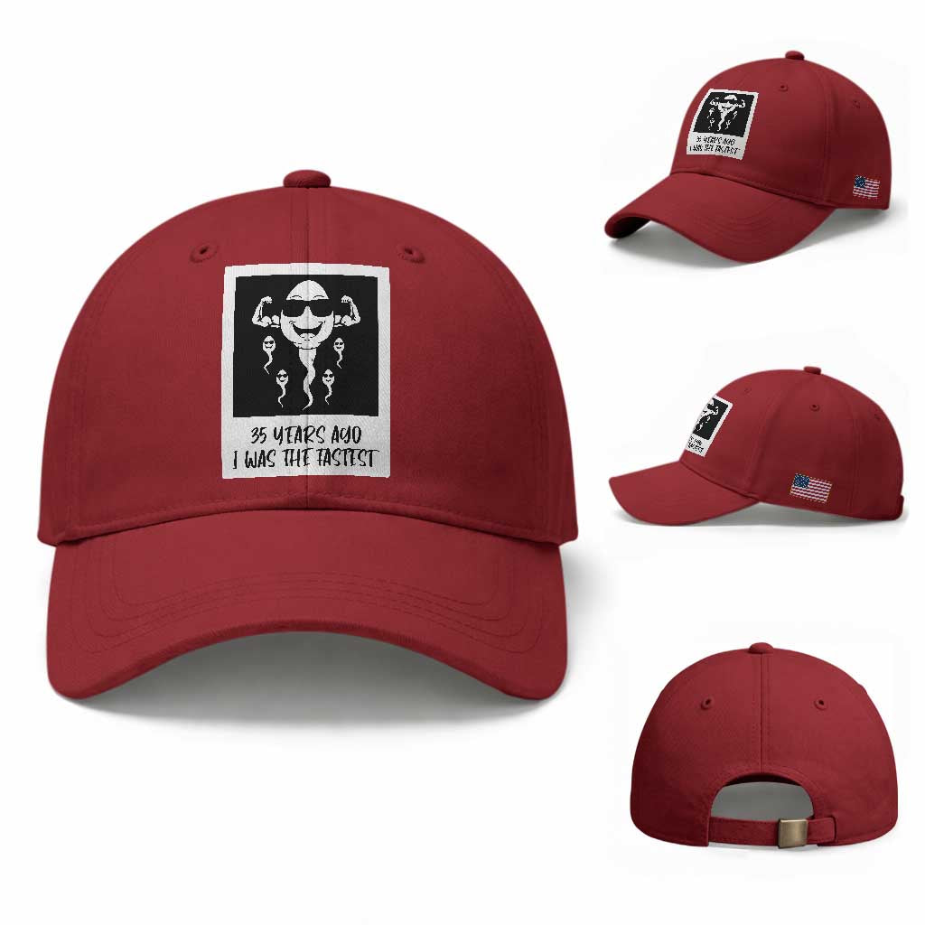 35 Years Ago I Was The Fastest Baseball Cap Hilarious 35th Birthday Party Graphic