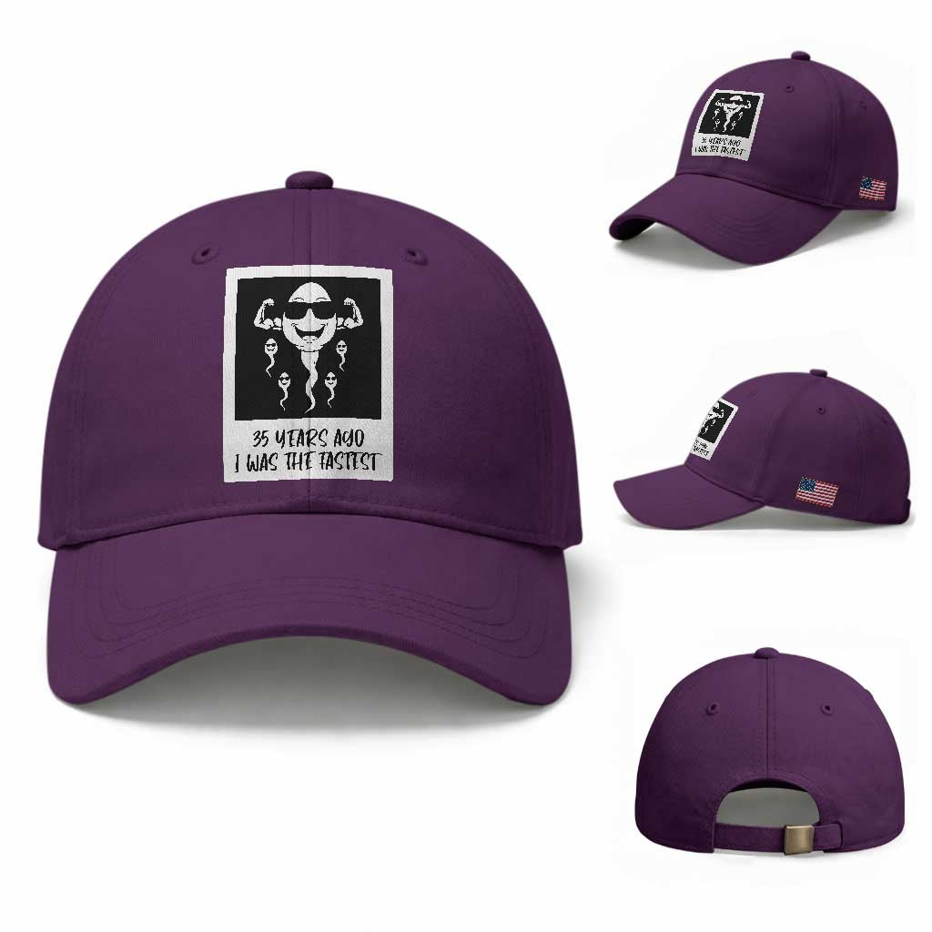 35 Years Ago I Was The Fastest Baseball Cap Hilarious 35th Birthday Party Graphic