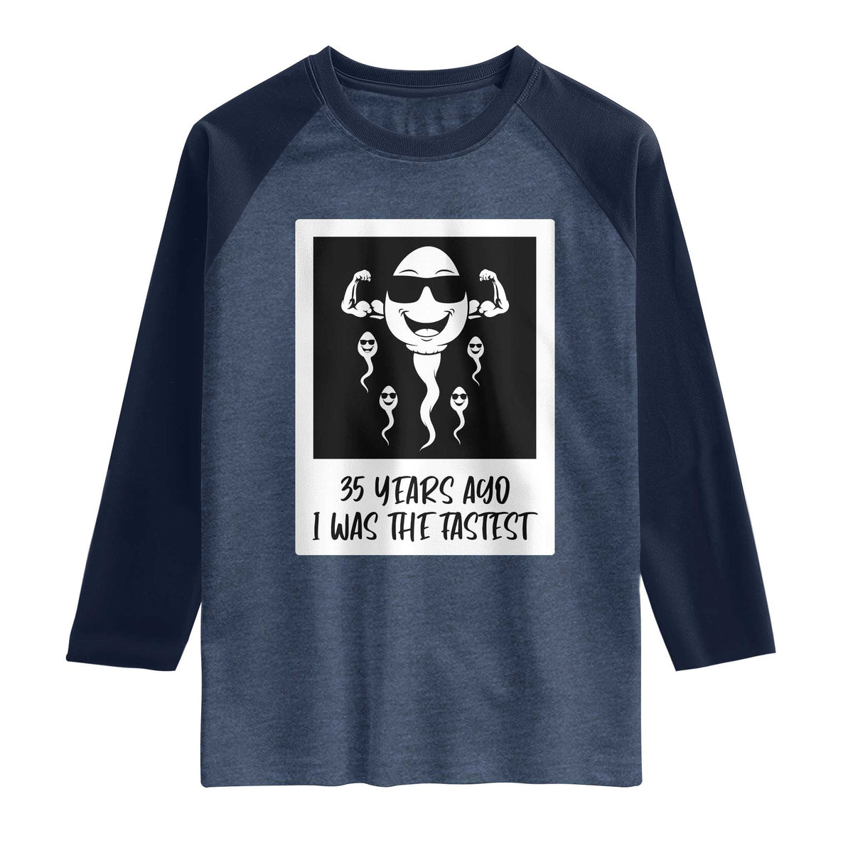 35 Years Ago I Was The Fastest Raglan Shirt Hilarious 35th Birthday Party Graphic