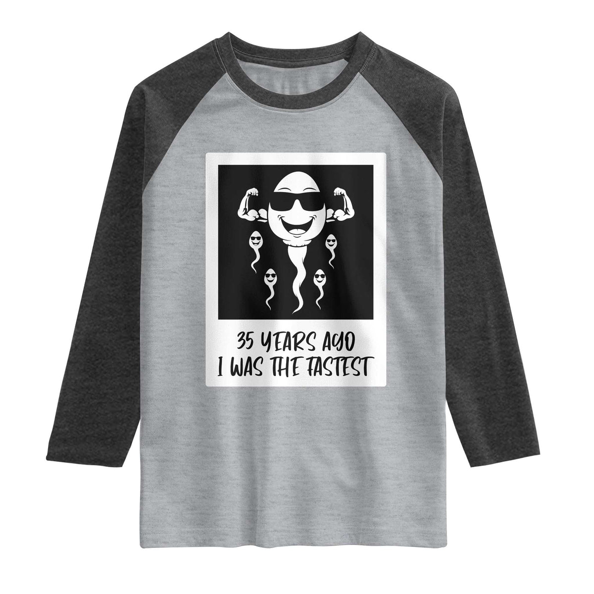35 Years Ago I Was The Fastest Raglan Shirt Hilarious 35th Birthday Party Graphic