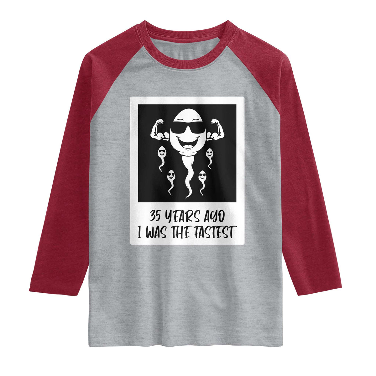 35 Years Ago I Was The Fastest Raglan Shirt Hilarious 35th Birthday Party Graphic