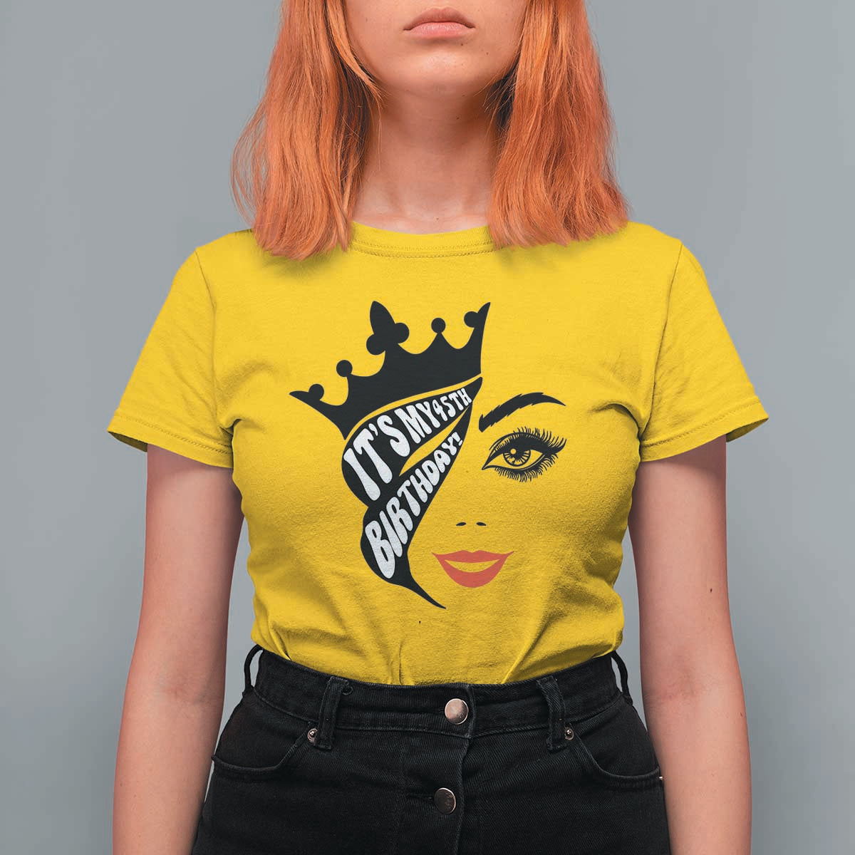 Its My 45th Birthday T Shirt For Women Birthday Queen Crown Gift For Women
