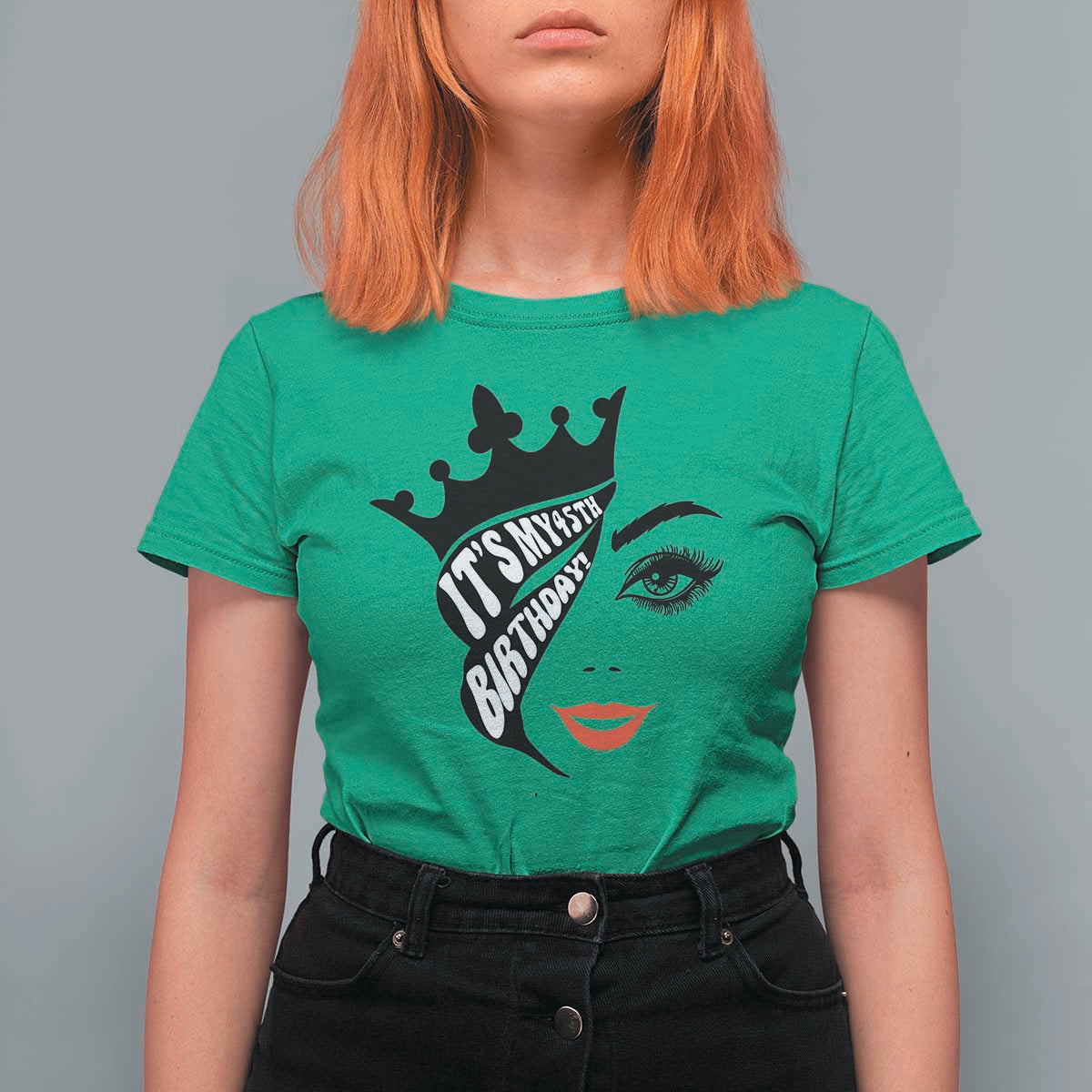 Its My 45th Birthday T Shirt For Women Birthday Queen Crown Gift For Women