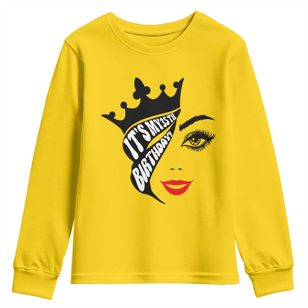 Its My 35th Birthday Youth Sweatshirt Birthday Queen Crown Gift For Women