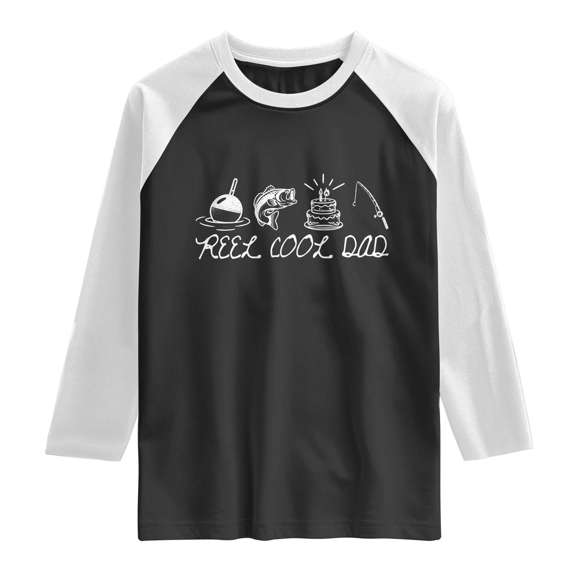 Reel Cool Dad Raglan Shirt Funny Fishing Dad Birthday Gift
