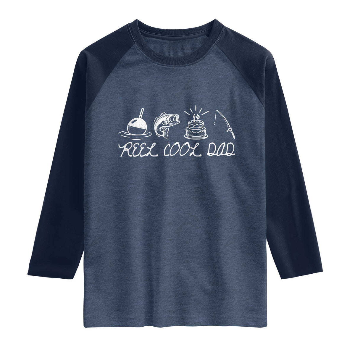 Reel Cool Dad Raglan Shirt Funny Fishing Dad Birthday Gift
