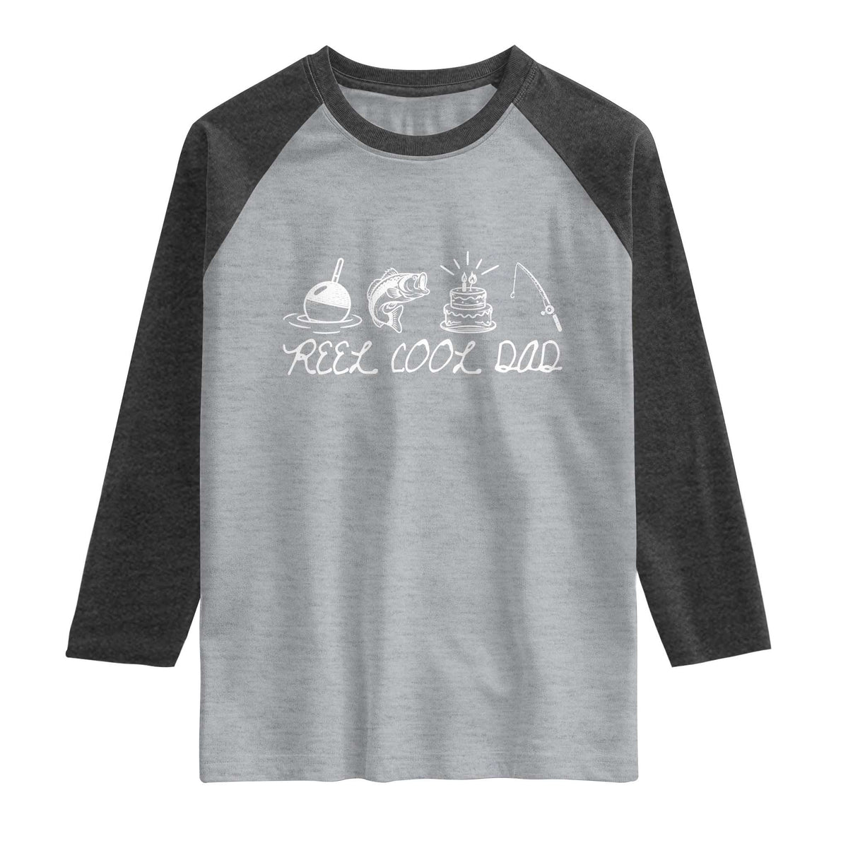 Reel Cool Dad Raglan Shirt Funny Fishing Dad Birthday Gift