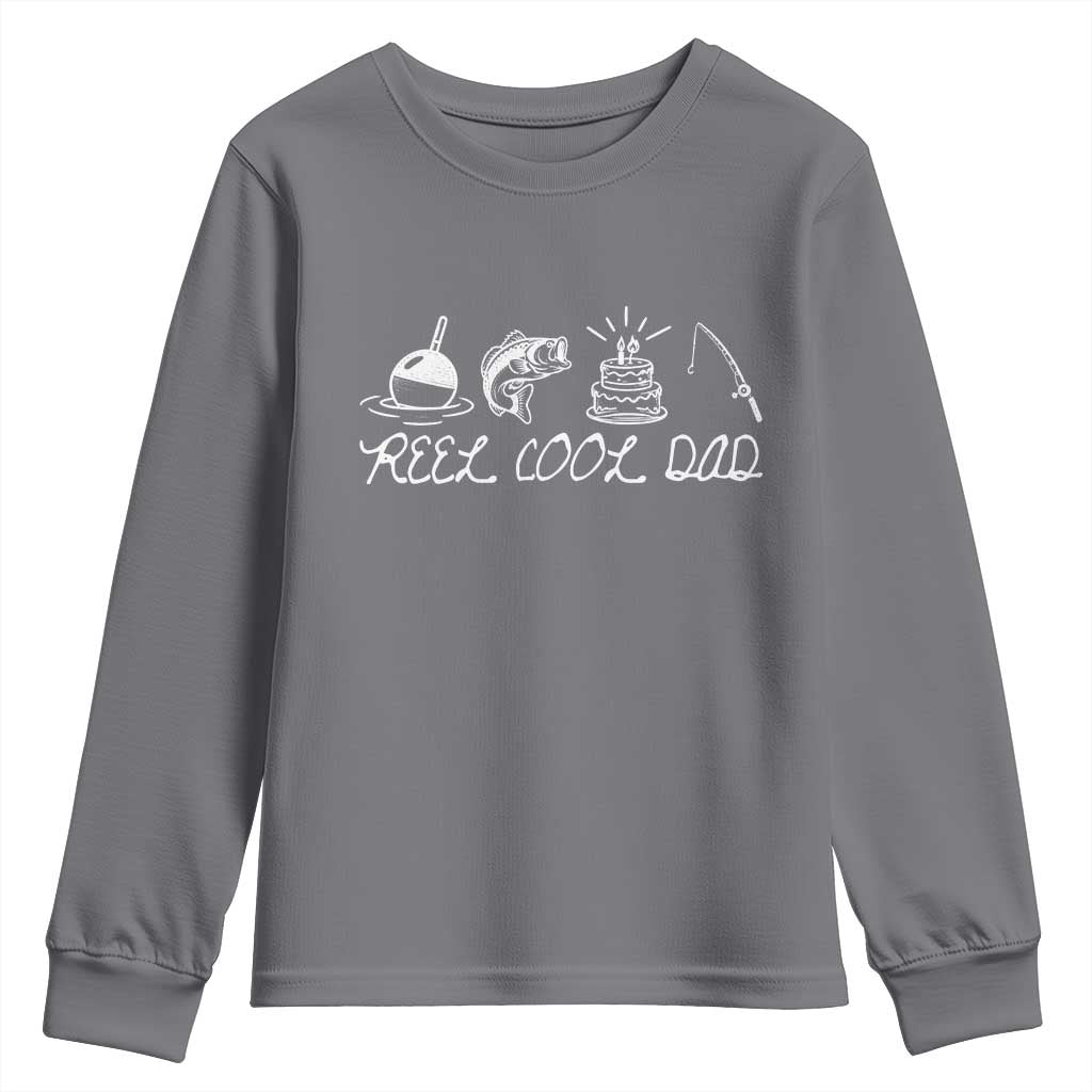 Reel Cool Dad Youth Sweatshirt Funny Fishing Dad Birthday Gift
