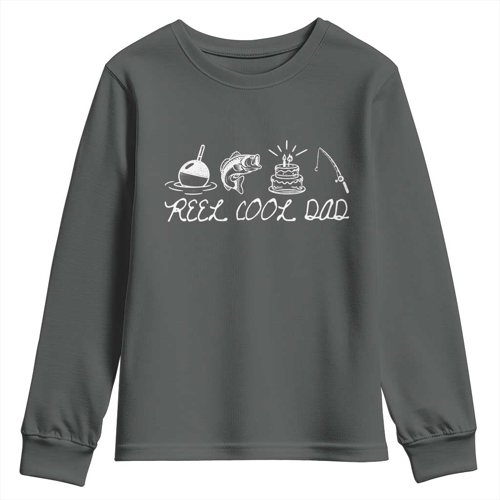 Reel Cool Dad Youth Sweatshirt Funny Fishing Dad Birthday Gift