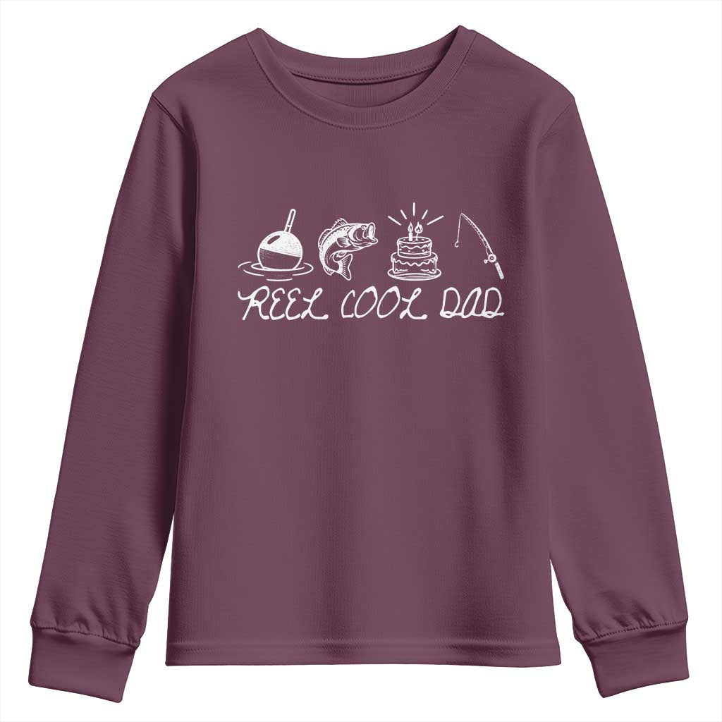 Reel Cool Dad Youth Sweatshirt Funny Fishing Dad Birthday Gift