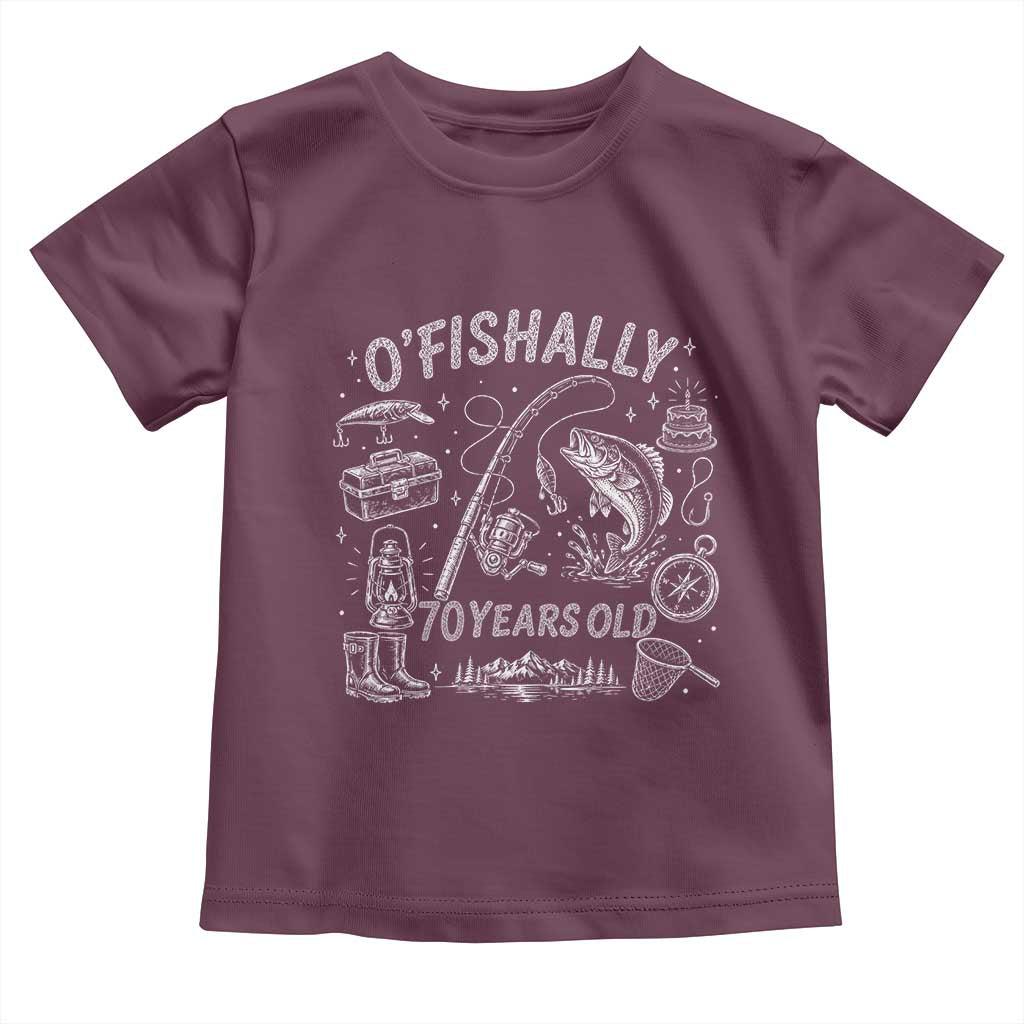 O'Fishally 70 Years Old Toddler T Shirt Funny Fisherman Birthday Graphic