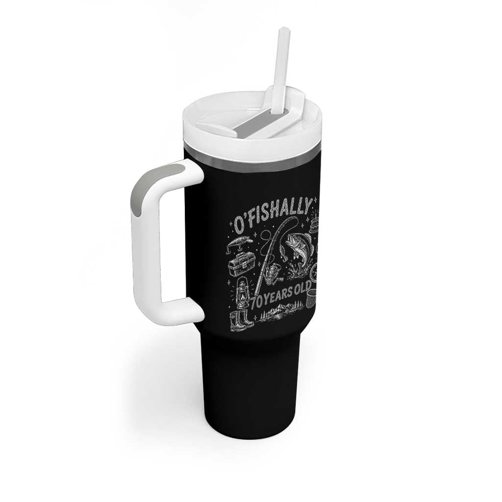 O'Fishally 70 Years Old Tumbler With Handle Funny Fisherman Birthday Graphic