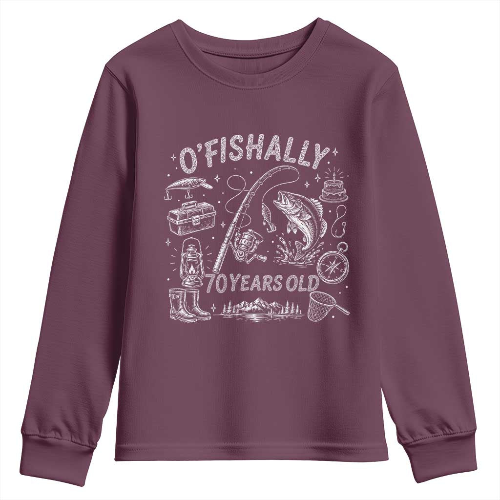 O'Fishally 70 Years Old Youth Sweatshirt Funny Fisherman Birthday Graphic