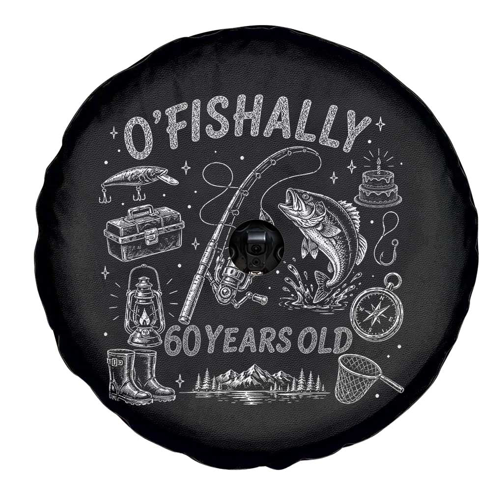 O'Fishally 60 Years Old Spare Tire Cover Funny Fisherman Birthday Graphic