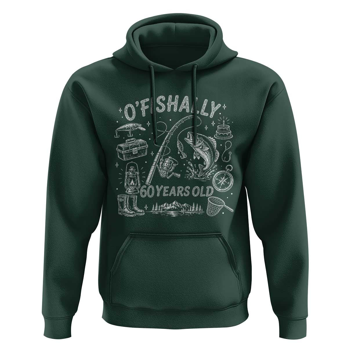 O'Fishally 60 Years Old Hoodie Funny Fisherman Birthday Graphic