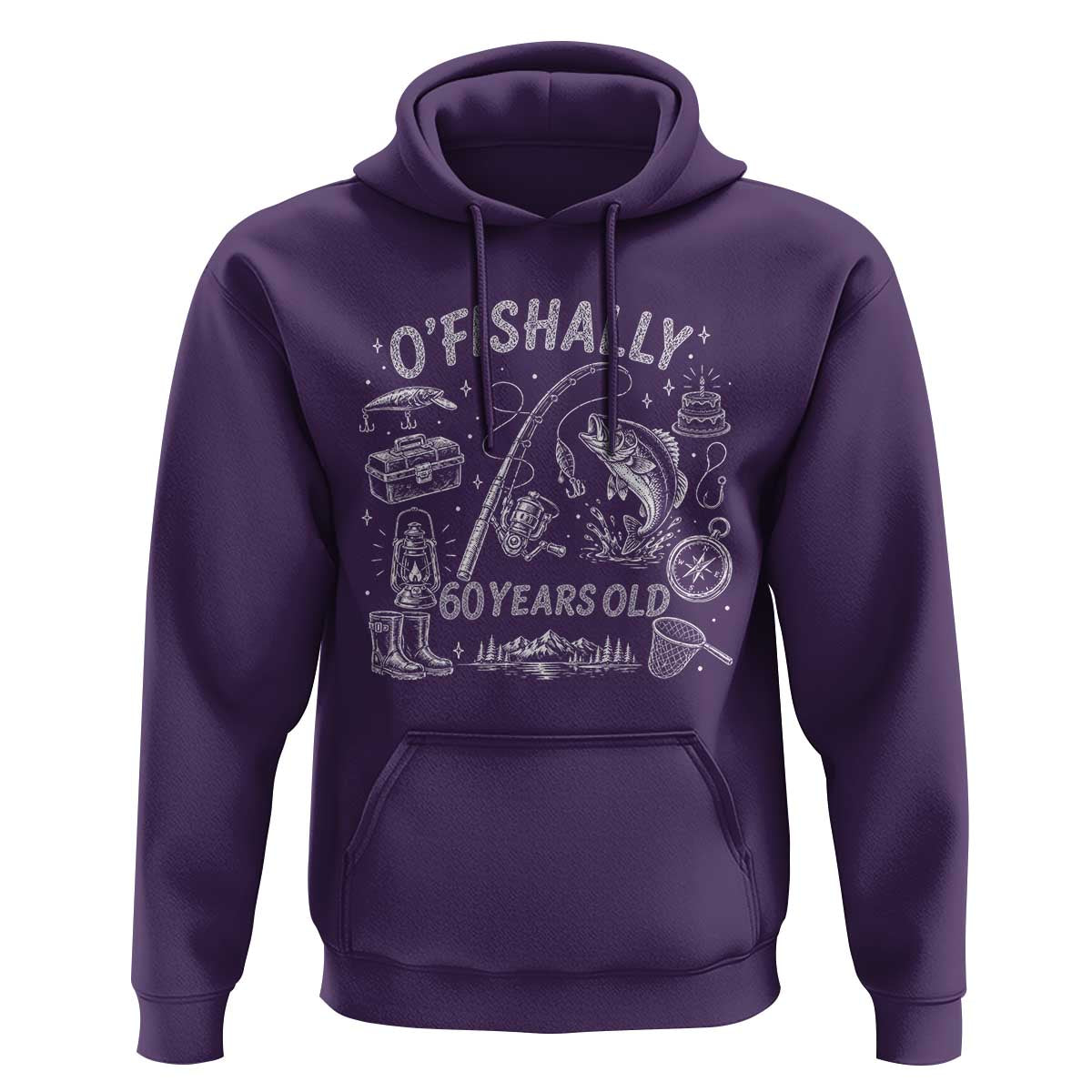 O'Fishally 60 Years Old Hoodie Funny Fisherman Birthday Graphic