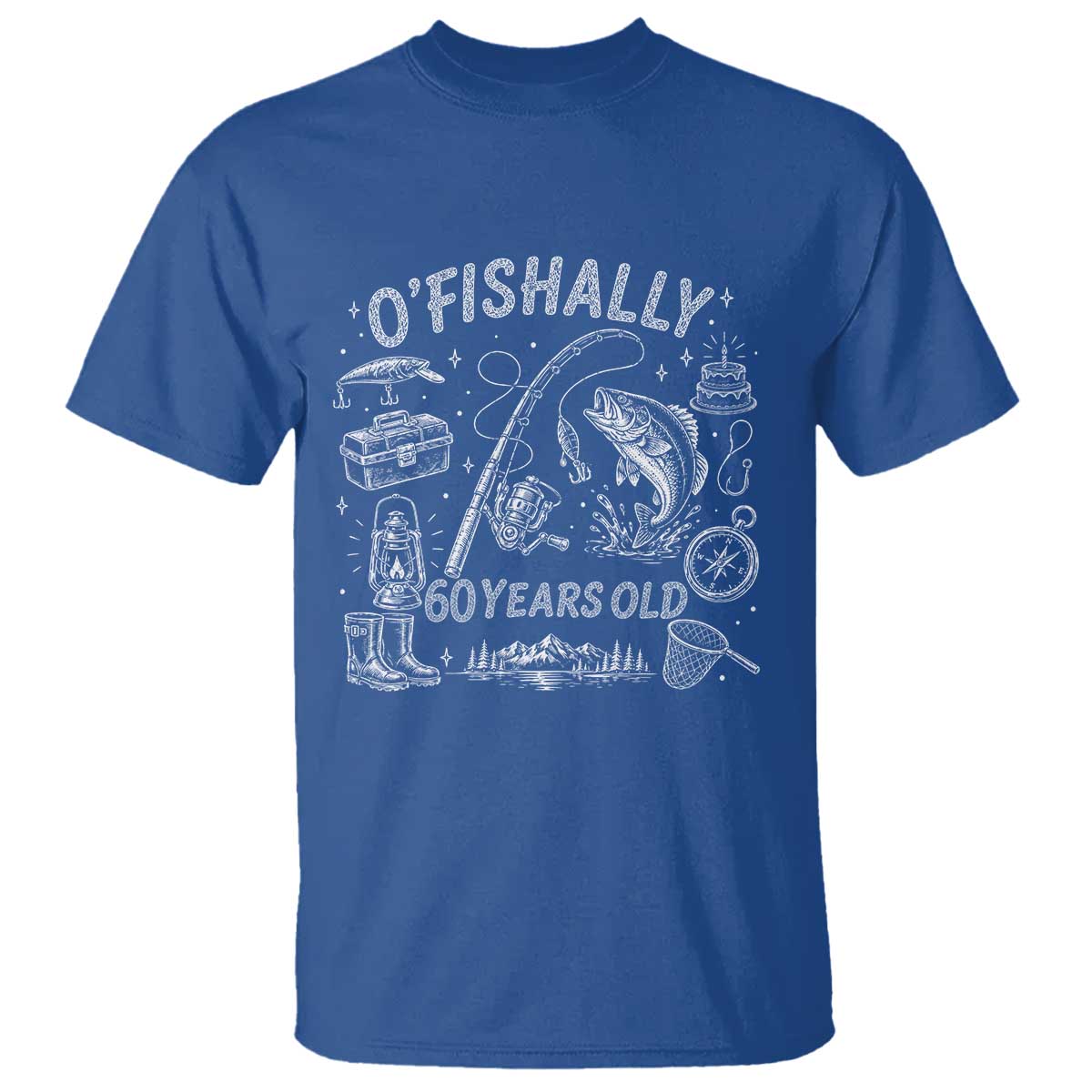 O'Fishally 60 Years Old T Shirt Funny Fisherman Birthday Graphic