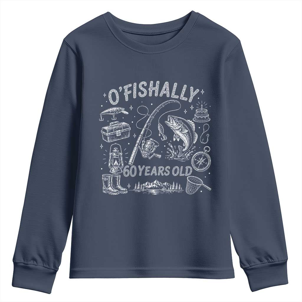 O'Fishally 60 Years Old Youth Sweatshirt Funny Fisherman Birthday Graphic