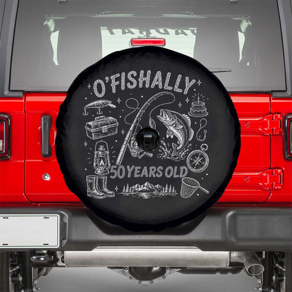 O'Fishally 50 Years Old Spare Tire Cover Funny Fisherman Birthday Graphic