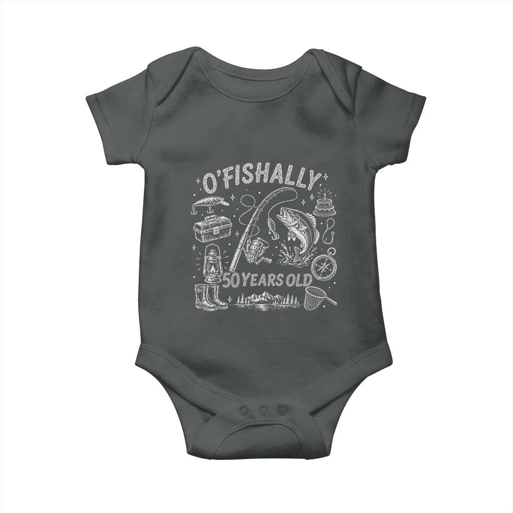 O'Fishally 50 Years Old Baby Onesie Funny Fisherman Birthday Graphic