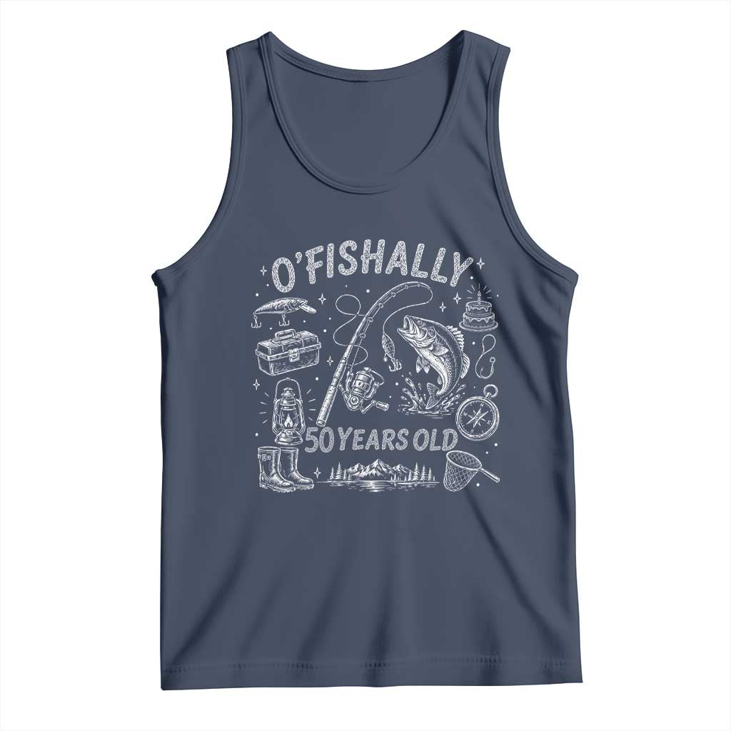 O'Fishally 50 Years Old Tank Top Funny Fisherman Birthday Graphic