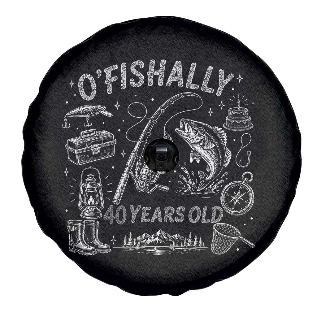 O'Fishally 40 Years Old Spare Tire Cover Funny Fisherman Birthday Graphic